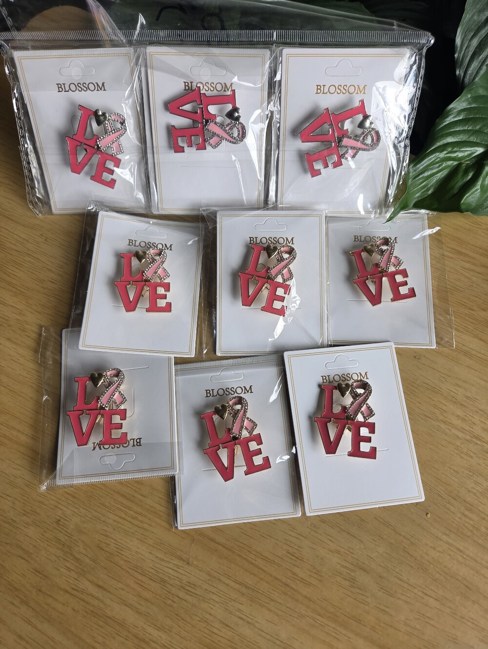 Breast Cancer Awareness Love Brooches Set Of 12